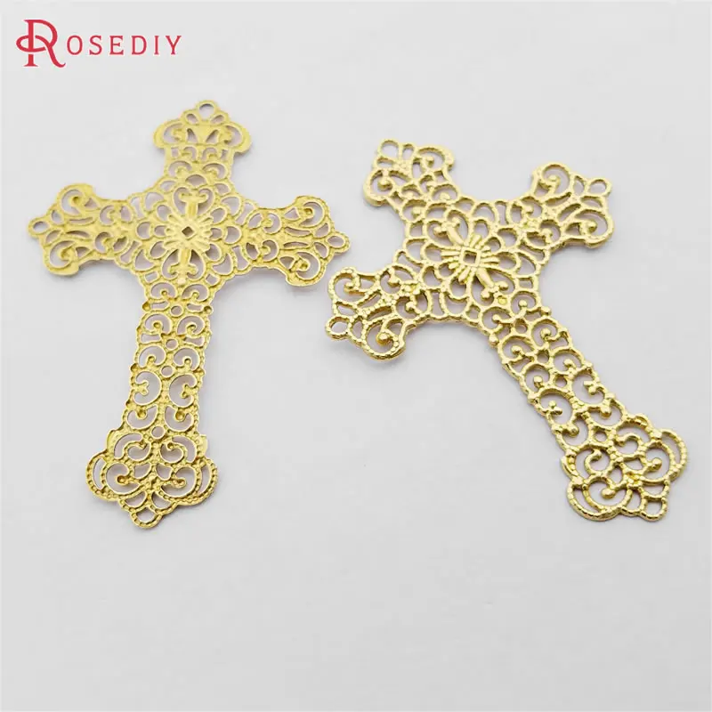 (F778)15 pieces 52x37mm Not plated color Brass Big Cross Charms Pendants Diy Jewelry Findings Accessories Wholesale