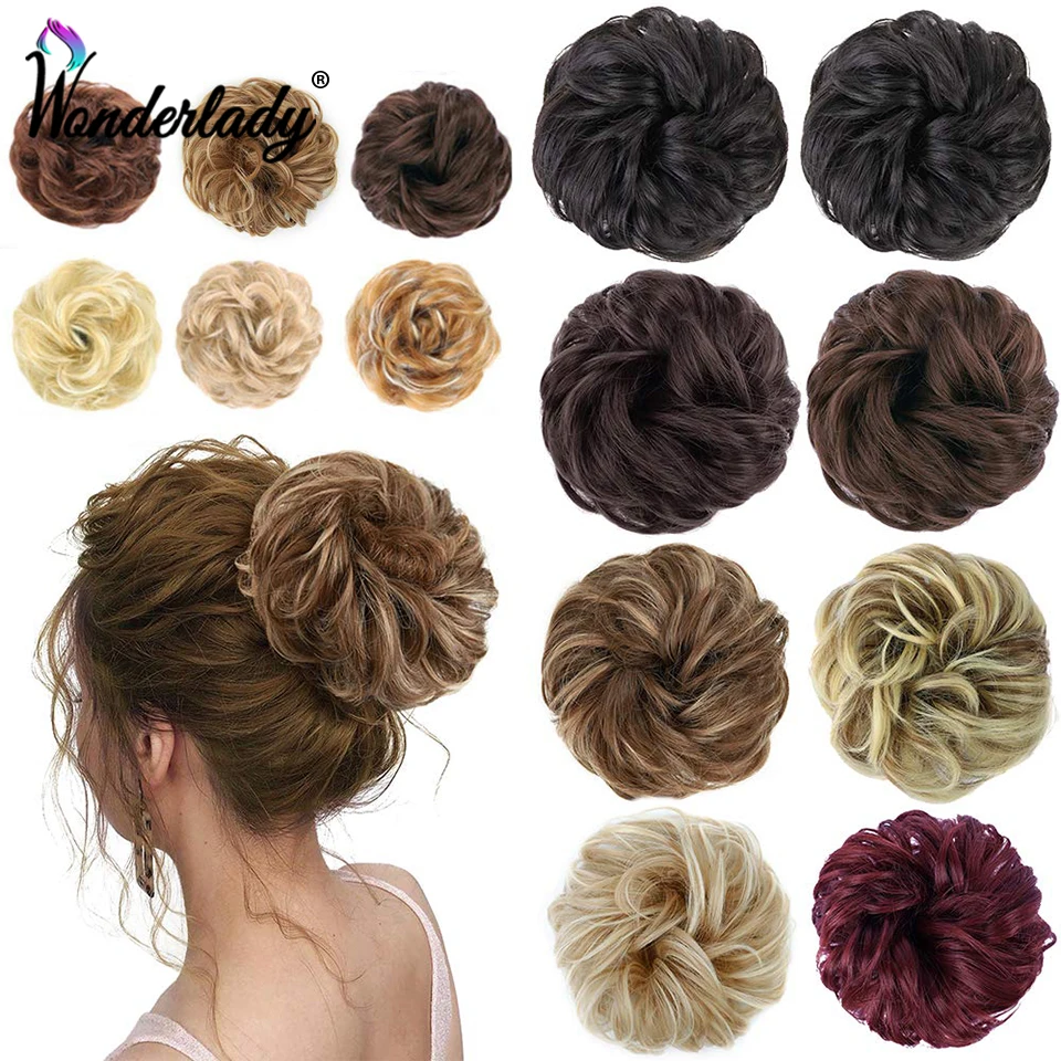 WonderLady Synthetic Hair Bun Chignon Updo Hair Extensions For Women Messy Hair Black Brown Hairpieces Elastic Band Scrunchy