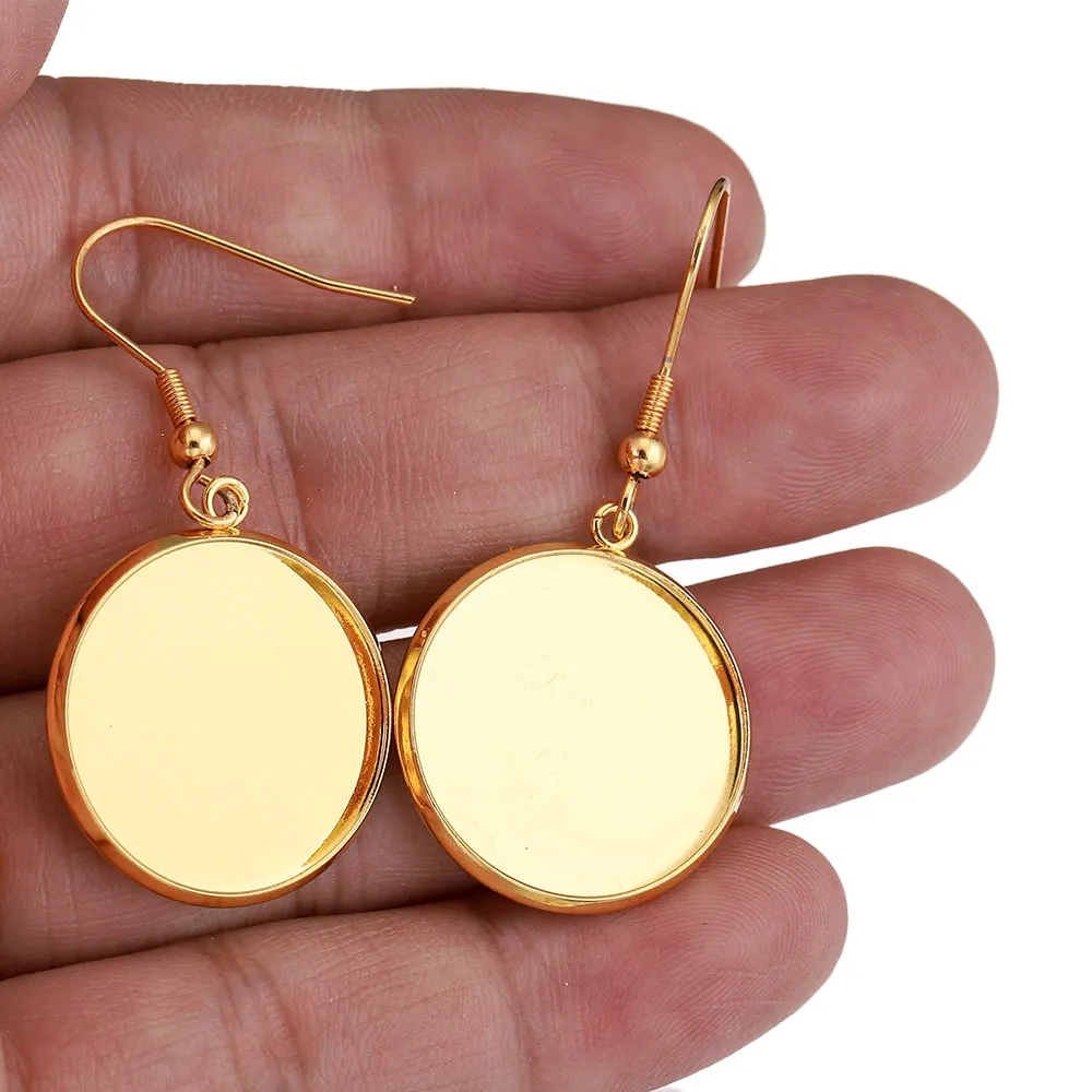 20szt Lot Złote kolczyki ze stali nierdzewnej Hak Cabochon Pusta podstawa 6 8 10 12 14 16 18 20 25 30mm Żywica szklana DIY Biżuteria — zdjęcie 3