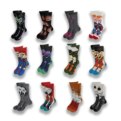 Calcetines de algodón con estampado de personajes de películas de terror, medias finas con dibujos animados divertidos, estilo callejero, vestido de verano, novedad