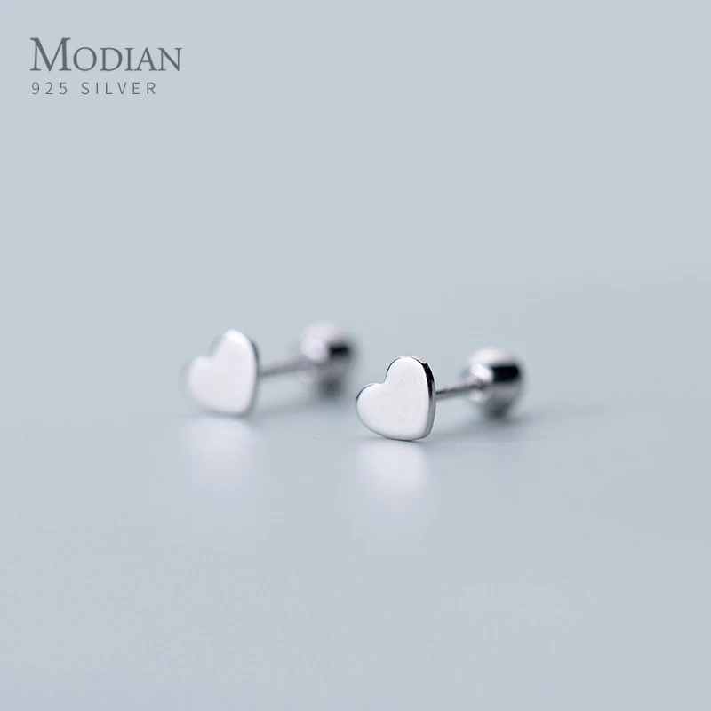 Modian Exquisite Simple Cute Stars Heart And Bead Fashion Tiny Stud Earrings For Women Shining Luxury Fine S925 Silver Jewelry