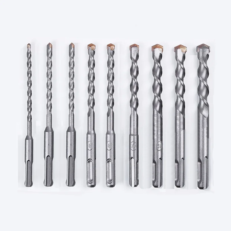 160mm 9pcs Tungsten Steel Alloy Concrete Drill Bit SDS PLUS Round and Square 5-16mm for penetrating walls, stone and concrete