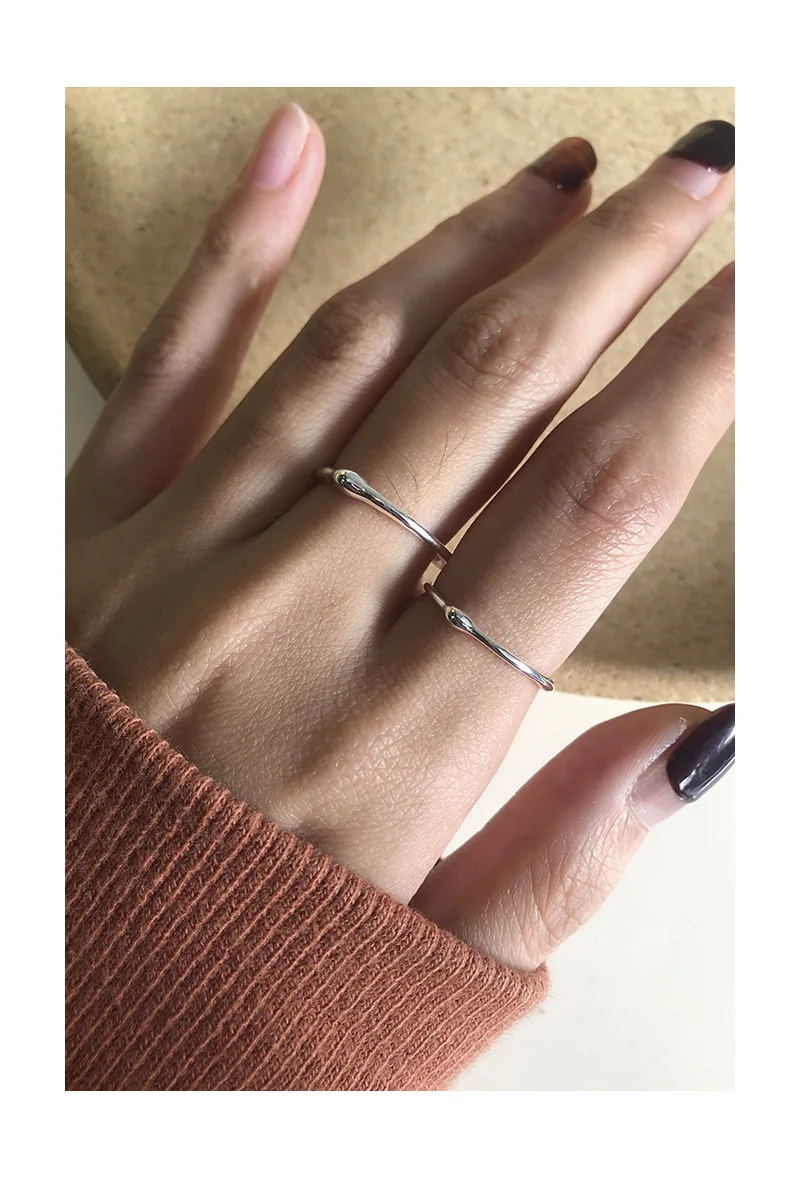 F.I.N.S Minimalist Versatile Real S925 Sterling Silver Ring Smooth Thin Line Stackable Finger Ring Silver 925 Fine Jewelry