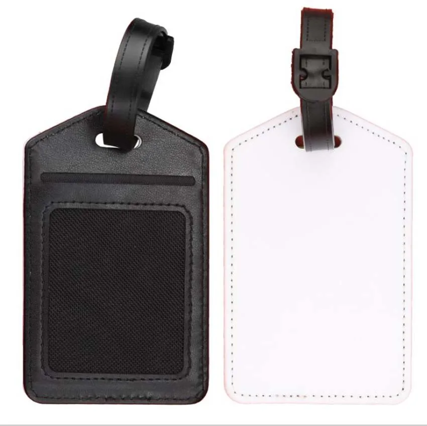 10pcs Sublimation DIY White Blank Luggage Tags Travel Accessories Pu Suitcase ID Address Card Holder