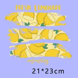 Parches de planchado con letras de limón a rayas para ropa, transferencia de calor DIY, pegatinas térmicas, Impresión de decoración, 21x23cm, nuevo