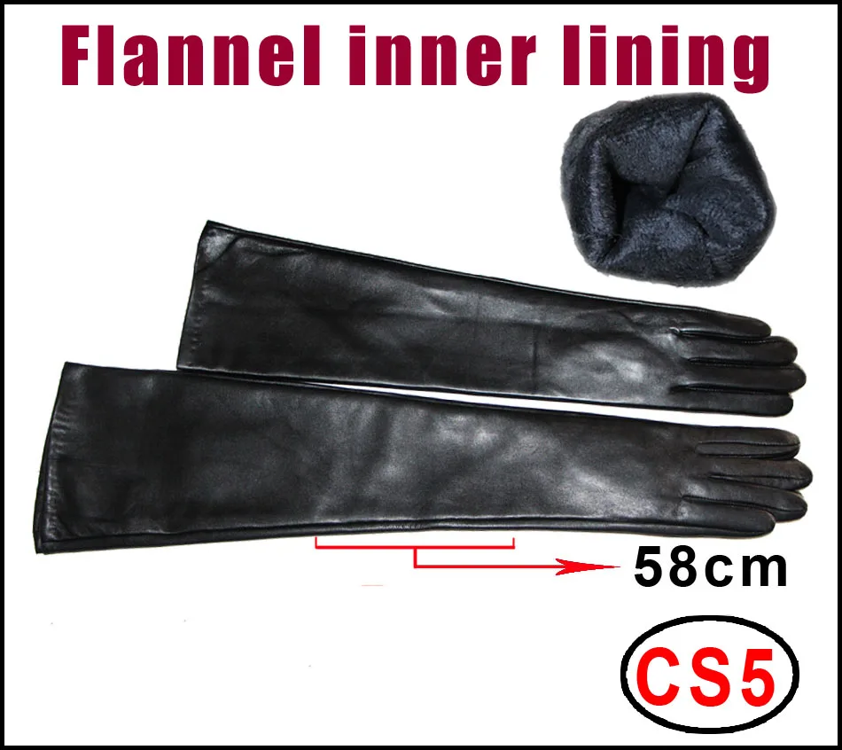 Guantes largos de cuero para mujer de alta gama, guantes de cuero con pantalla táctil, guantes largos y delgados de piel de oveja gruesos y cálidos