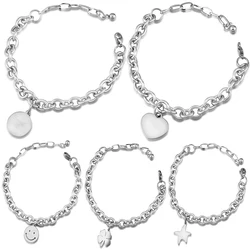 New Good Luck Retro Bracelet 18CM Adjustable Stainless Steel Bangles Jewelry 2021 Fashion Simple Couple Bracelet For Women Gift