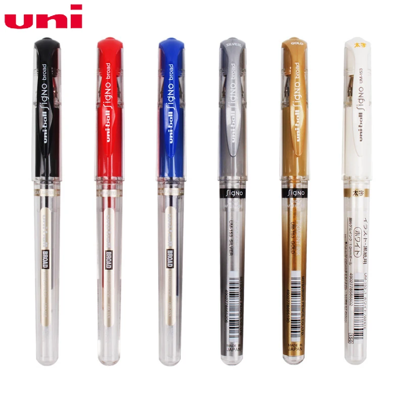 6pcs Japan UNI Uni-ball Signo Broad UM-153 Gel Pen - Gel Pen Student Office Hand-painted 6 Colors Available