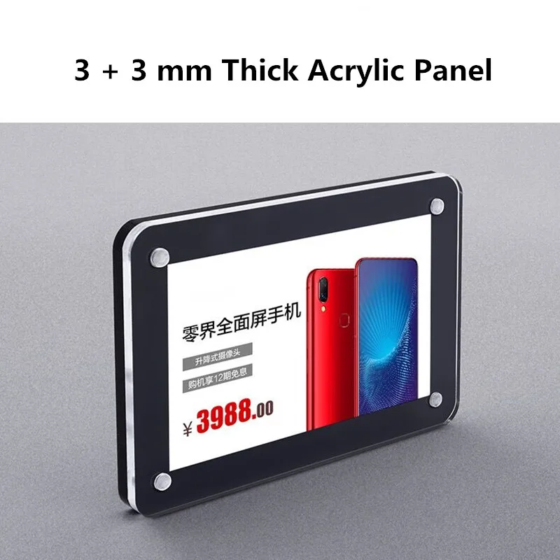 Mini Magnetische Prijs Label Papier Card Tag Foto Fotolijst Blok Kleine Stok Acryl Teken Houder Display Rack