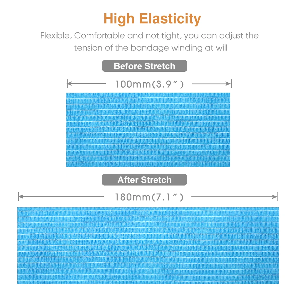 4 pollici X 5 yarde 6 rotoli benda autoadesiva Vet Wrap nastro fasciatura sportiva per distorsione alla caviglia da polso e gonfiore