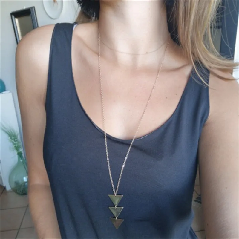 Adolph 2019 NEW pendant Necklace Vintage triangle Long Chain Women choker Necklace collana Sweater chain Bijoux Collier Femme