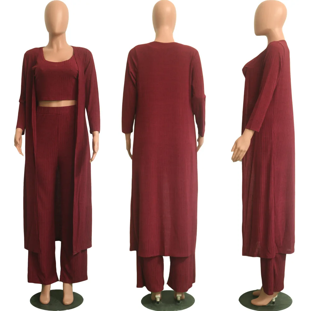 Cardigans à manches longues pour femmes, ensemble 3 pièces, haut court, ensembles de pièces de mars, vêtements d'automne, tenues, survêtement, 2020