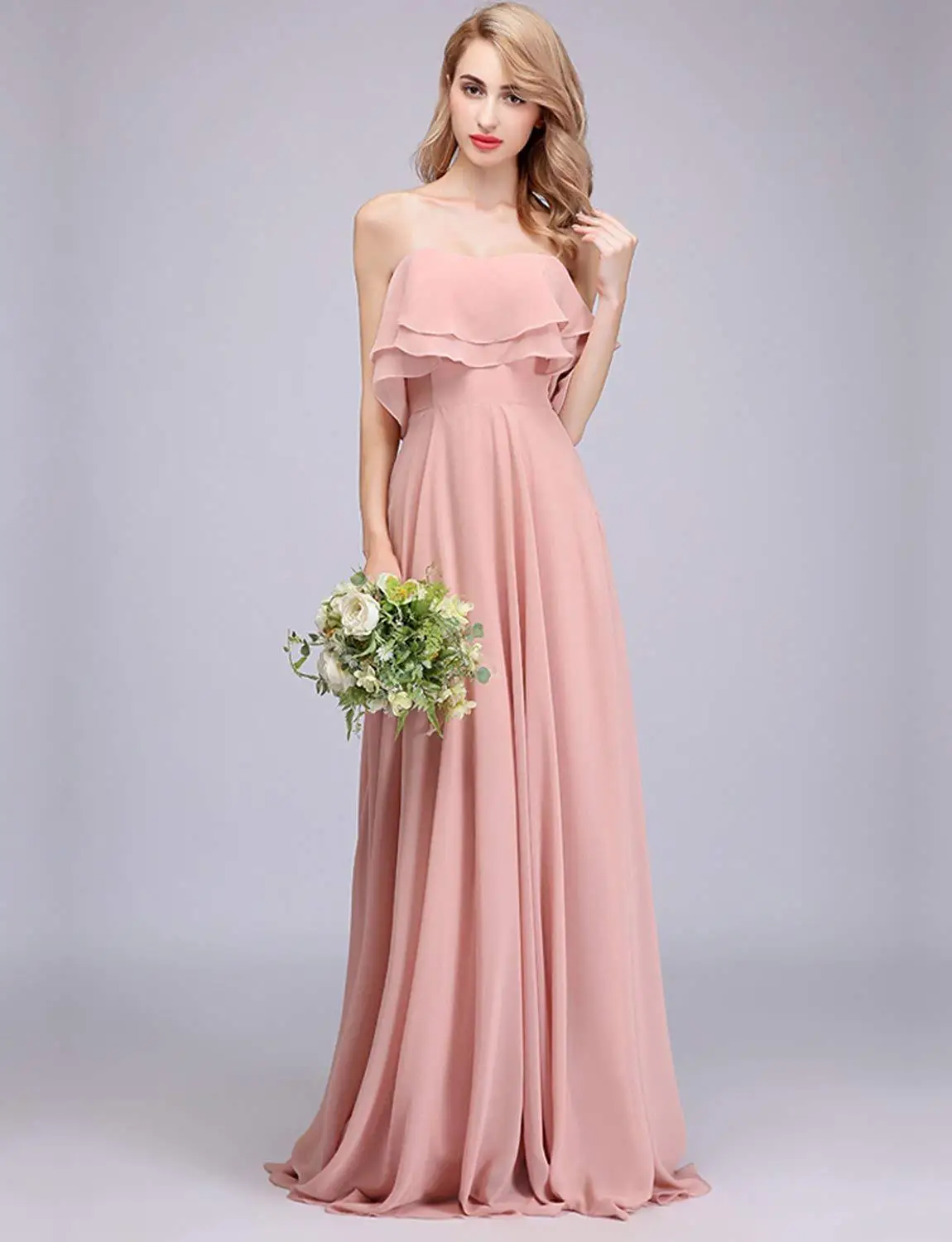 CloverBridal 오프 숄더 쉬폰 저렴한 신부 들러리 드레스 바닥 길이 A-line robe de soirée de mariage WB9929