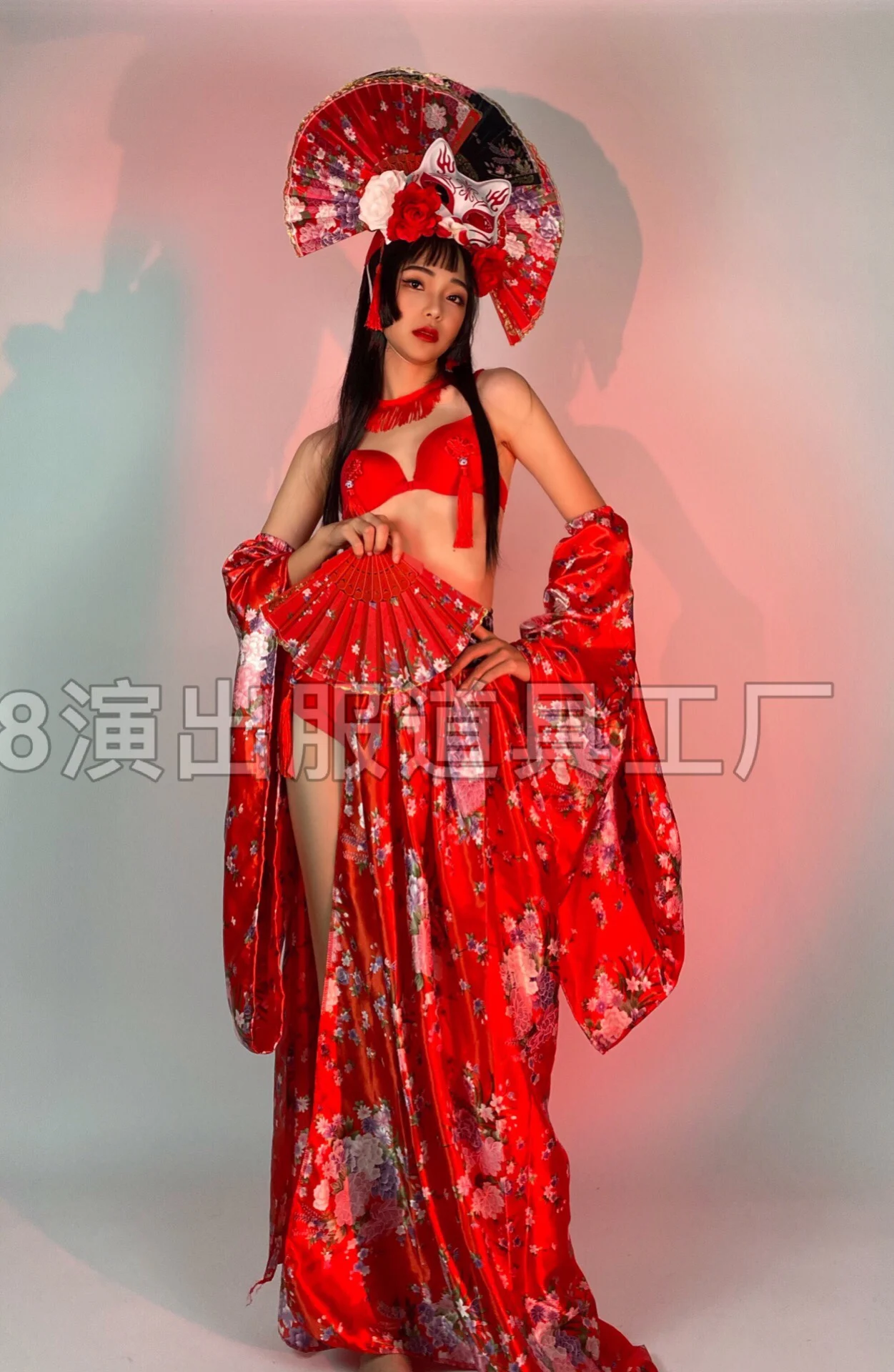 Nightclub show New Year's Day Red Japanese Geisha Style Cheongsam Gogo Show Party Nightclub Bar Performance Costume