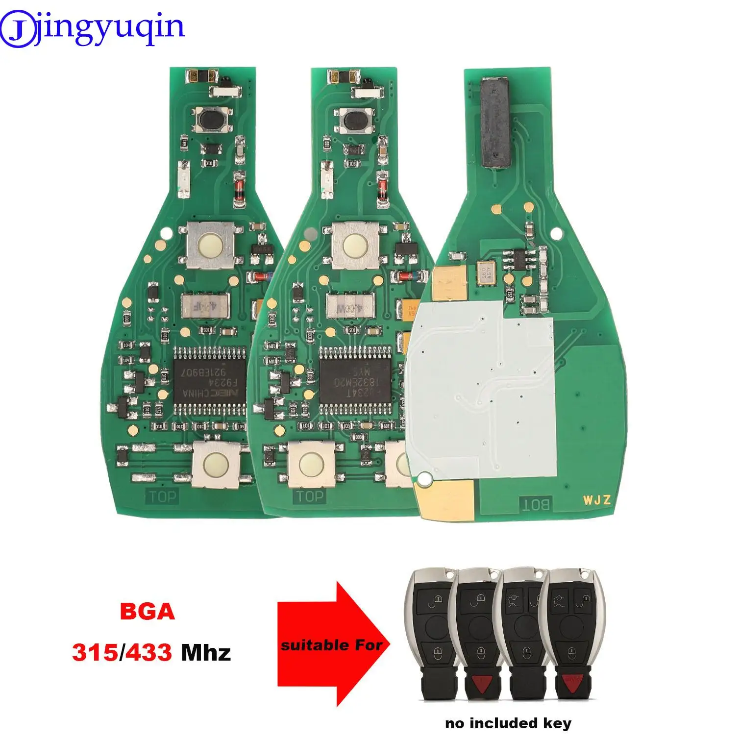 jingyuqin 10PS 2/3/4 B Keyless Entry Remote Car Key FSK 315/434MHz for Mercedes Benz Year 2000+ Supports Original NEC and BGA