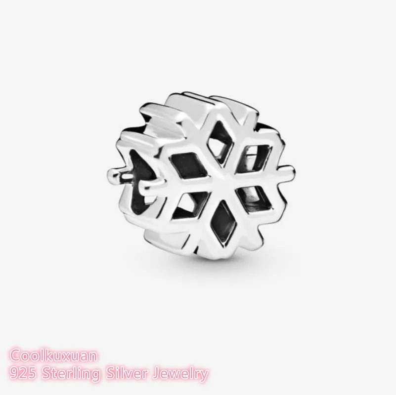 

winter 100% Original 925 Sterling Silver Polished Snowflake Charm beads Fits Pandora bracelets Jewelry Making