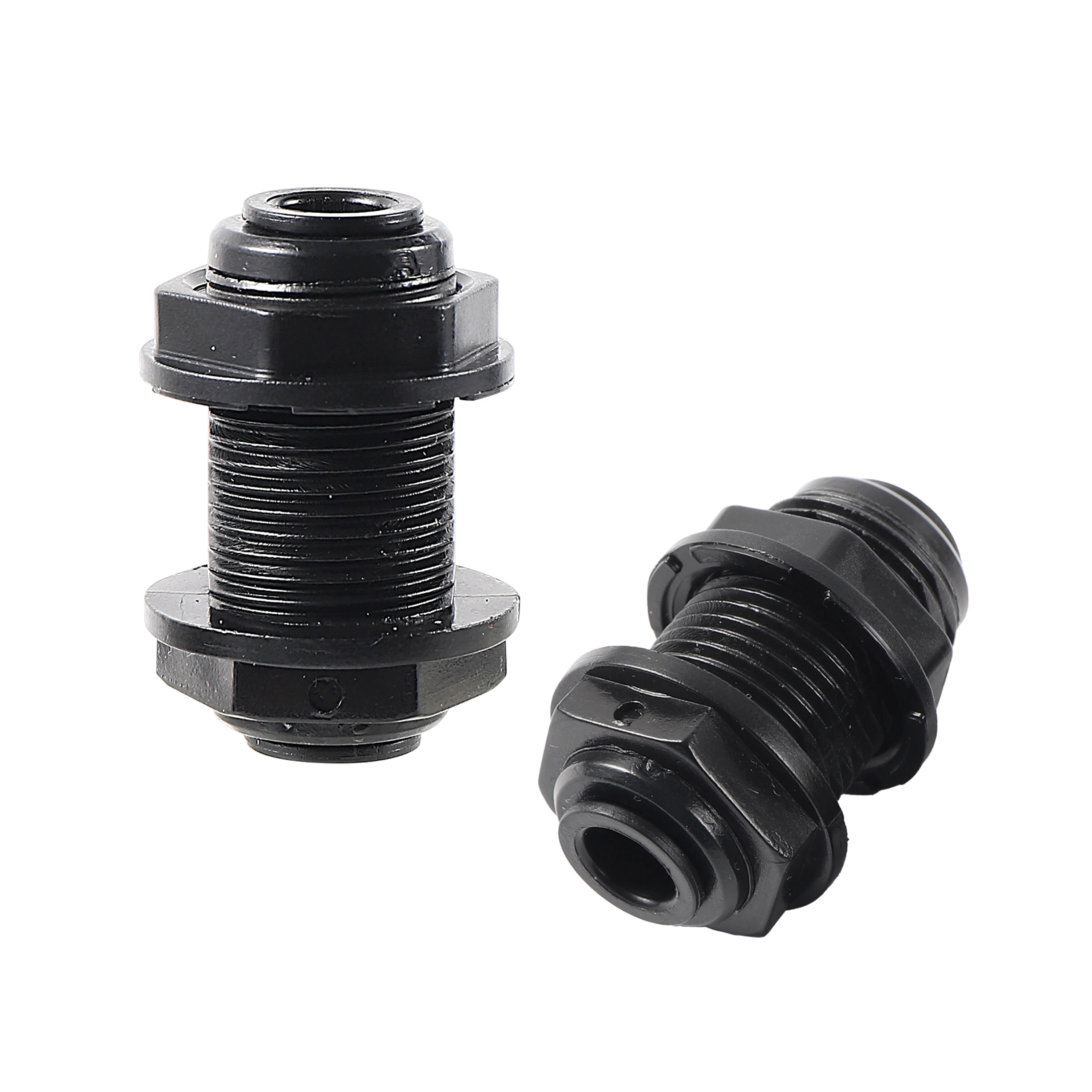 1/4\'\' OD Tube Black Bulkhead Connector Reptile Aquarium Garden Irrigation Water Pipe Joint RO Water Adapter Quick Connector