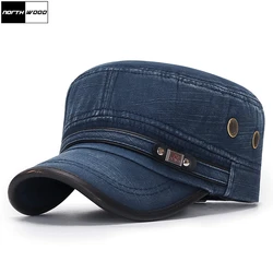 [NORTHWOOD] moda płasko zakończony kapelusz wojskowy bawełniana czapka typu snapback mężczyźni kobiety Vintage czapki z daszkiem czapki tirówki regulowany rozmiar 55-60cm