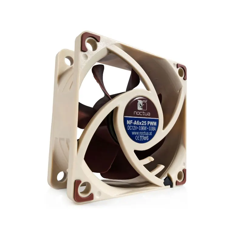 Noctua-ventilador de rodamiento magnético estable, 60x60x25mm, 12V/5V, 3 pines/4 pines, PWM, Control inteligente de temperatura, SSO, 6CM, NF-A6X25 - imagen 2