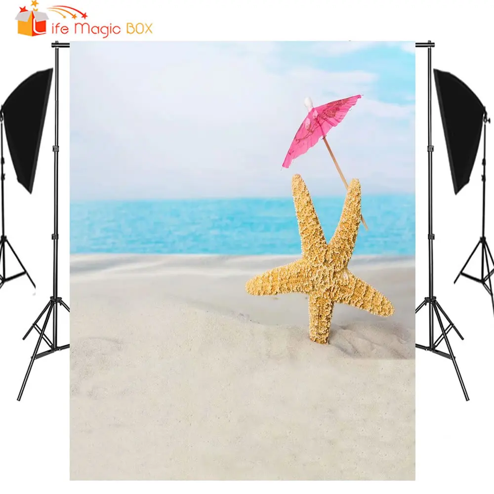 LIFE MAGIC BOX Photography Background Starfish Beach Holiday Photophone Vinyl Wedding Party Backdrops