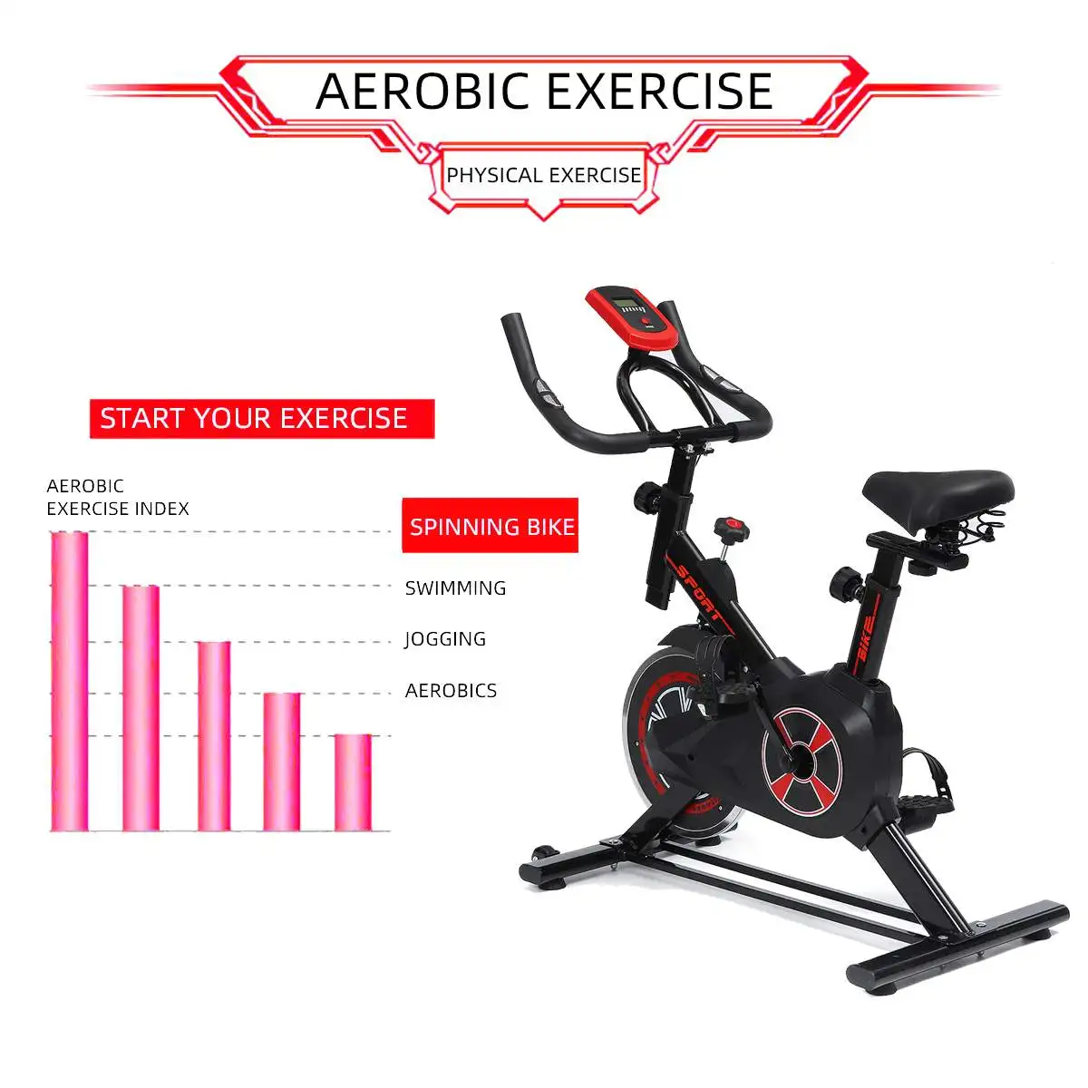 Exercise Bike with LCD monitor Home Ultra-quiet Indoor Bike Fitness Bike Dynamic Bicycle Fitness Equipment Heavy Duty