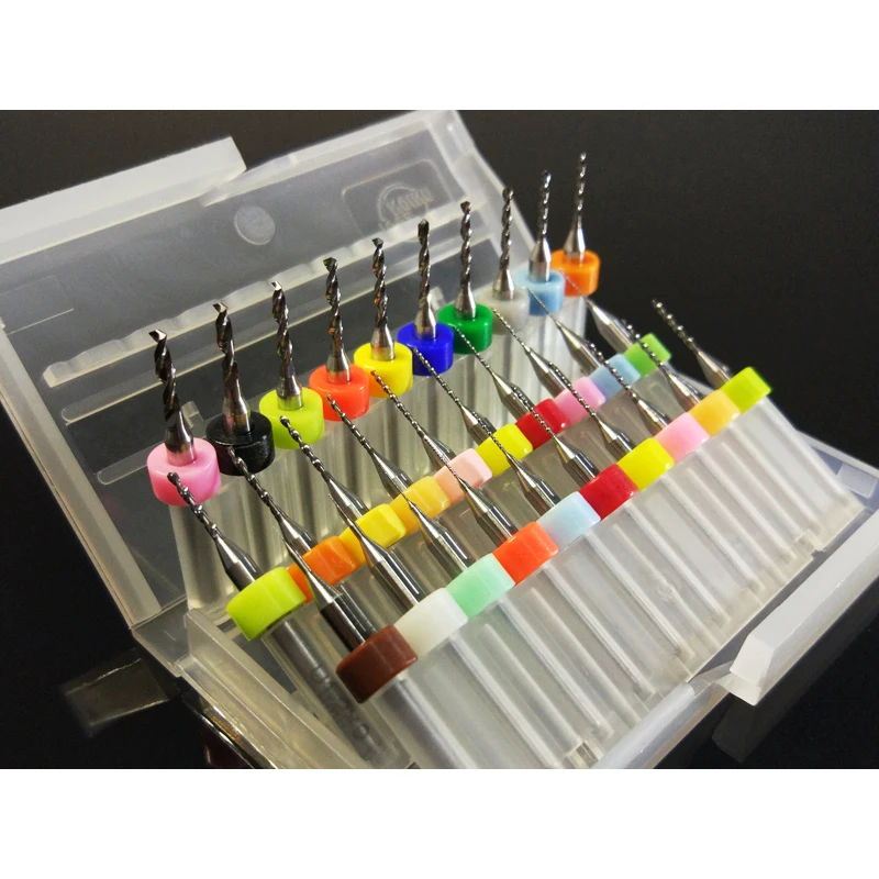 10Pcs Set 0.1-2.0 Mm PCB Mikro Bor Bit untuk PCB SMT CNC Papan 1/8 "Shank Wolfram alloy Bor Bit Set