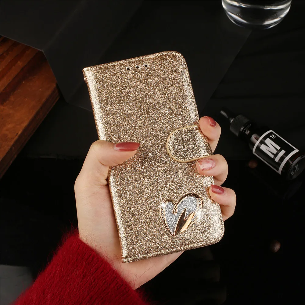 Love Jewell Etui na telefon do Samsung Galaxy A52 A50 A40 A70 A20E A51 A71 A21S A12 A 50 A30S A72 Glitter Bling Leather Flip Case