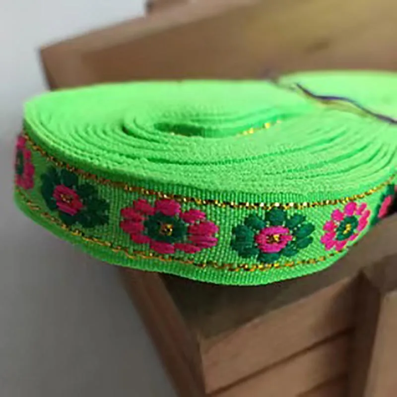 7 Yards 12MM Vintage Ethnic Embroidery Lace Ribbon Boho Jacquard Lace Trim DIY Clothes Bag Accessories Embroidered Fabric