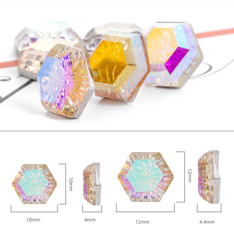 Astrobox Hexagon K9 Diamond Arc-Shaped Carving Crystal стразы Glass Nail Art Stone Sew On Rhinestone DIY Clothing & Accessories