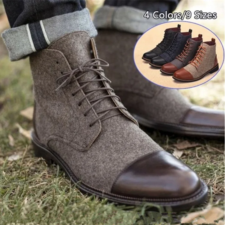 

Men Ankle Boots Winter Casual Lace Up Shoes Booties Oxfords Gladiator Patchwork Sapato Feminino Chaussure Size Dfv67