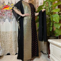 Abaya Dubai Turkey Muslim Hijab Dresses African Caftan Rose Sequins Embroidery Shinning Dubai Party Elegant Islamic Clothing