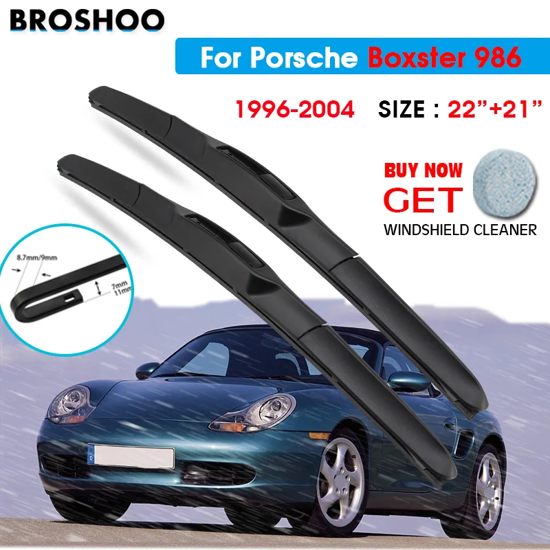 

Car Wiper Blade For Porsche Boxster 986 22"+21" 1996-2004 Windscreen Windshield Wipers Blades Window Wash Fit U Hook Arms