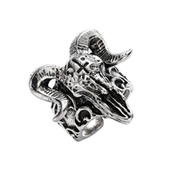 3D Retro Sheep Head Anime Rings for Men Punk Men's Personality Goth Argali Skull Ring Banquet Jewelry Accessories Haloween Gift