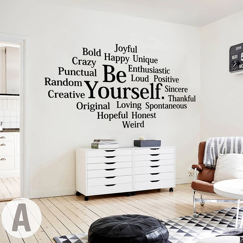 Be Yourself Happy Hope Love Honest Quote Wall Sticker Office Classroom Motivational Inspirational Quote Wall Decal Bedroom Decor