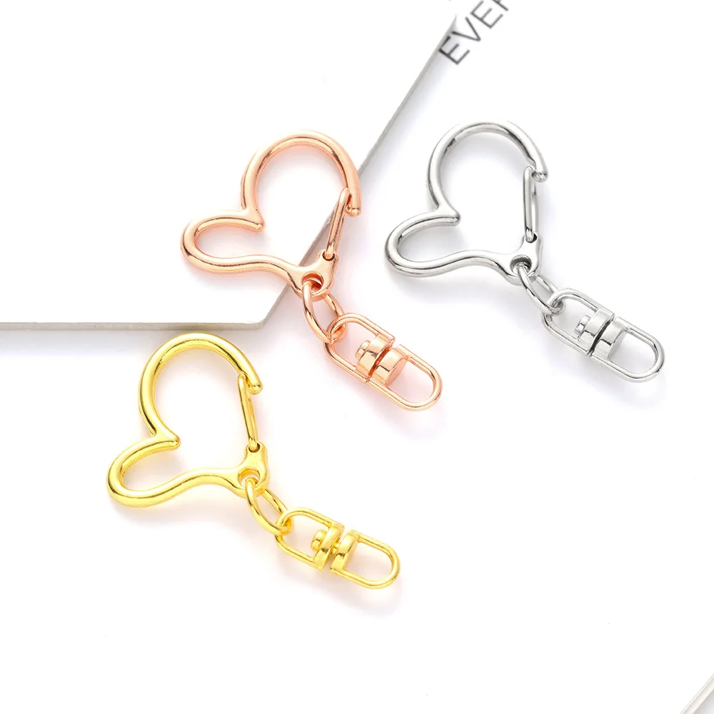 10pcs Split Ring Alien Love Heart shaped Keychains Metal Key Chain Ring Split Rings Unisex Keyring Keyfob Accessories DIY