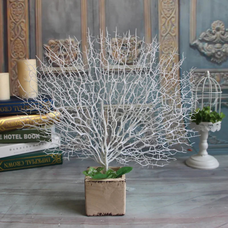 Artificial Peacock Coral Tree, Plastic, Artificial Flowers, Home Wedding, Decorative High Aquarium Landscaping, 45cm