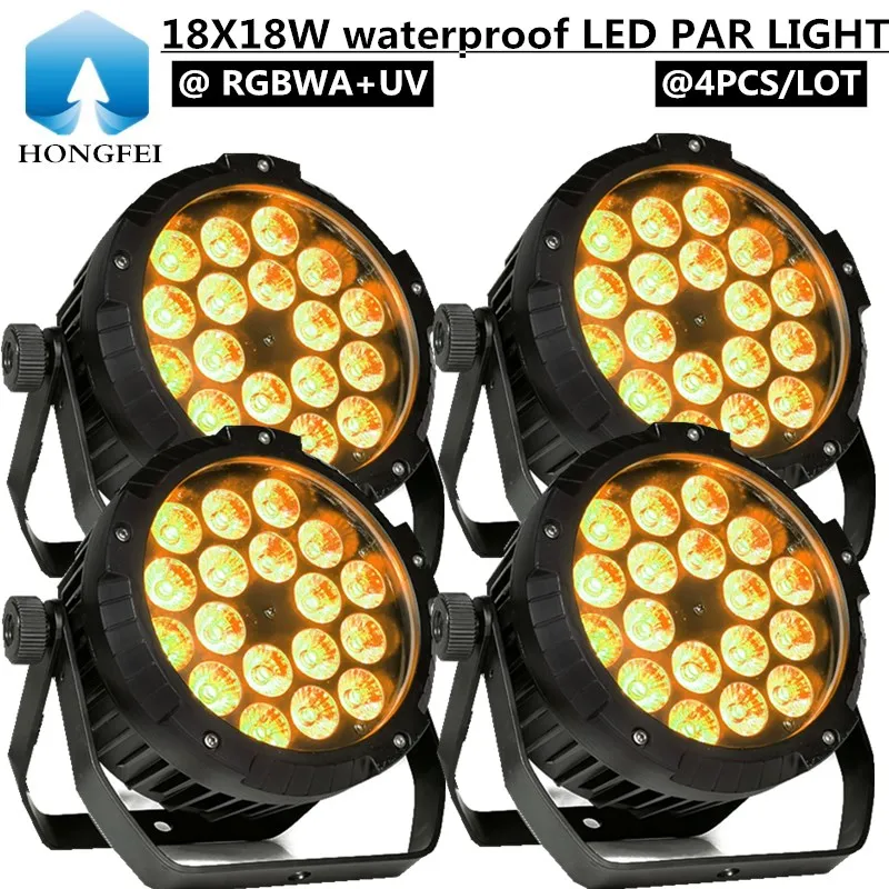 

4PCS/ Outdoor 18X18W RGBWA+UV waterproof led Par Light, IP65 LED PAR DMX LED wash light DJ equipment