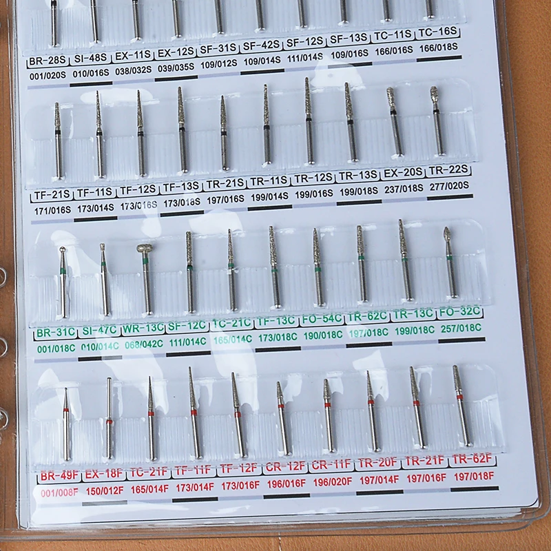 AZDENT 210 Modele Dental Diamond Burs Demonstation Book do szybkiej rękojeści o średnicy 1,6 mm