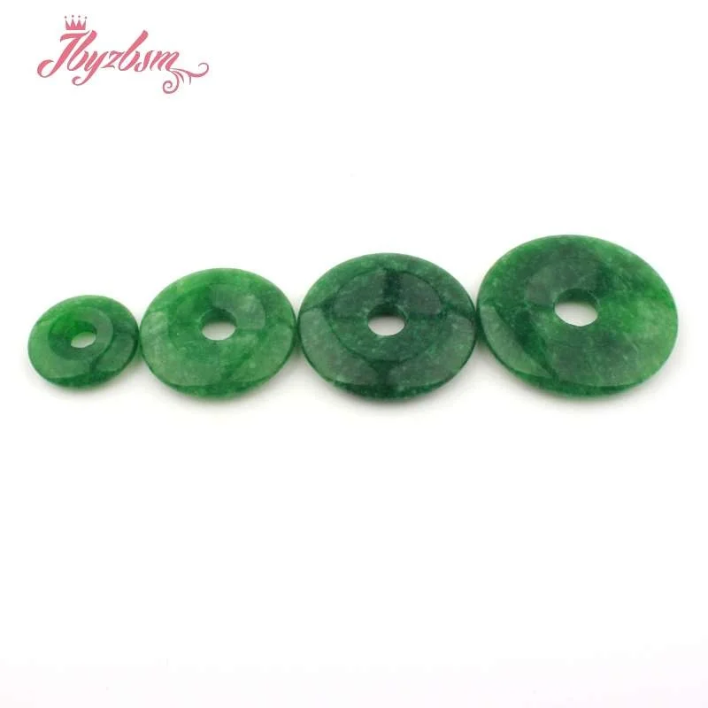 35 40 45mm Ring Donut Round Smooth Green Jades Pendant Stone Beads 1 Pcs,For DIY Necklace Pandant Jewelry Making,Free Shipping