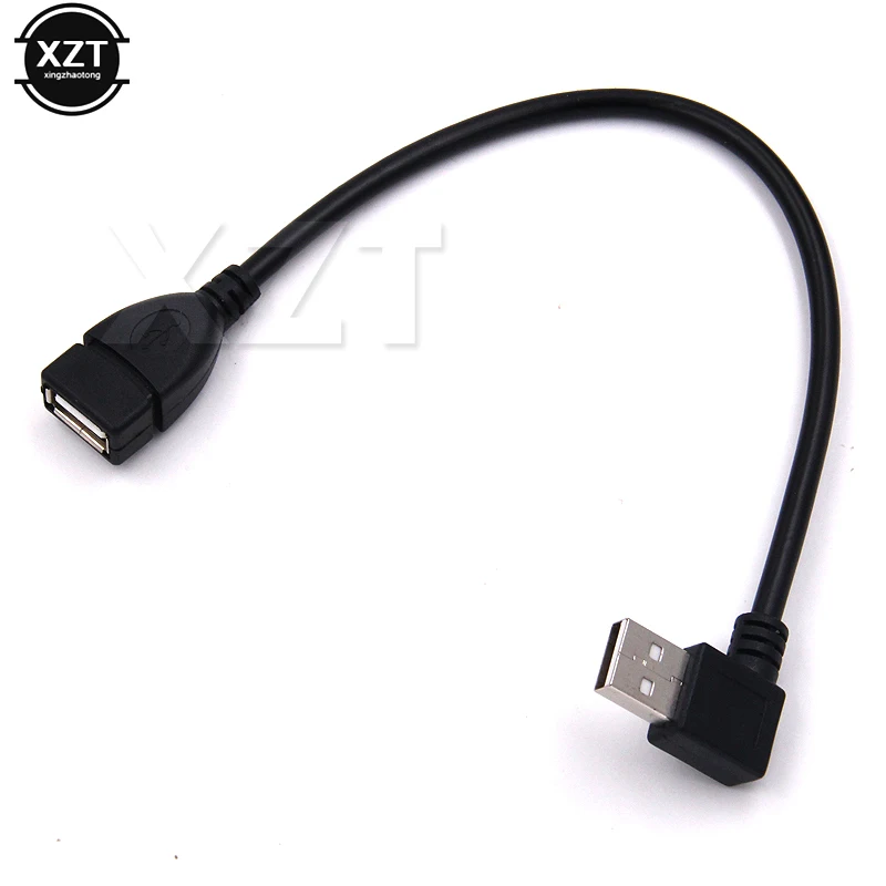 1PC wysokiej jakości czarny 20cm w lewo/w prostopadły 90 stopni USB 2.0 typu A męski na żeński USB przedłużenie kabla kabel przewód