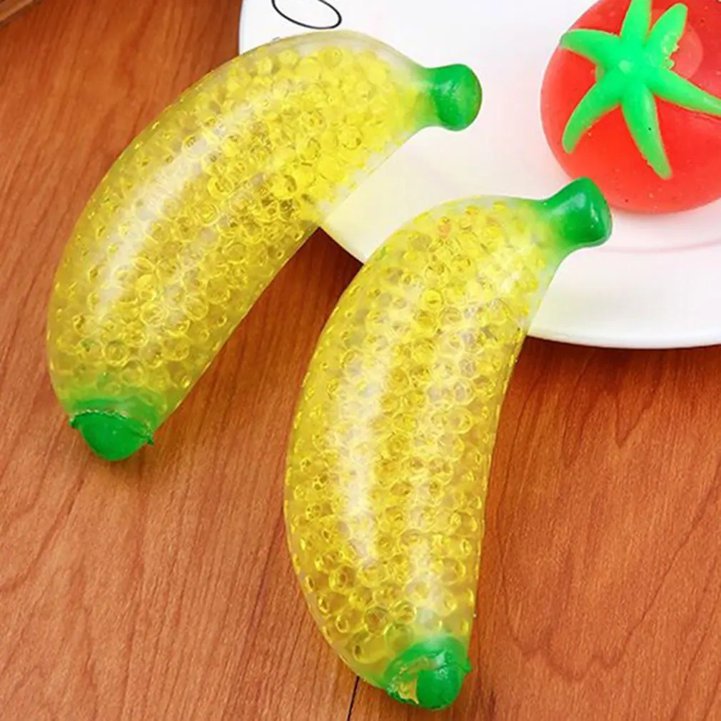 Nóng Xốp Chuối Hạt Lại Căng Thẳng Đồ Chơi Squeezable Mềm Mại Hình Trái Cây Cảm Quan Giải Trẻ Em Fidgeting Bật Lại Bóp Đồ Chơi