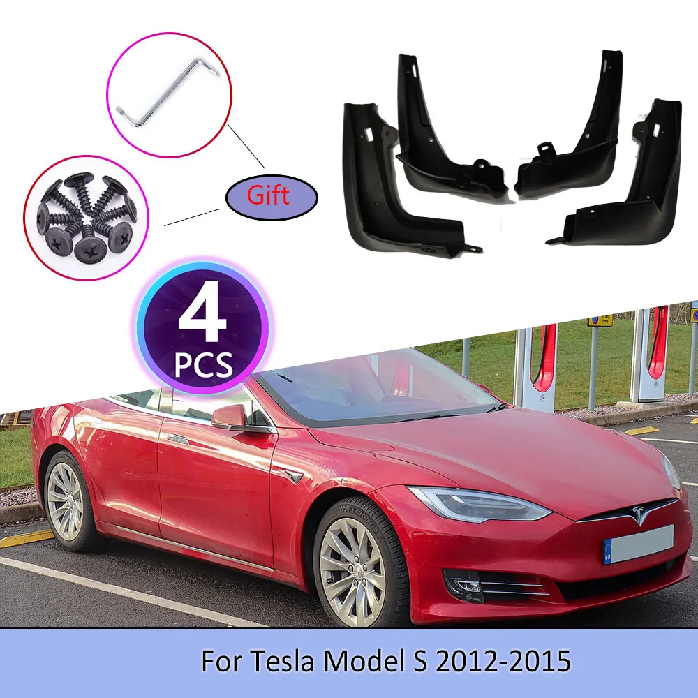 

4PCS Car Mudguards For Tesla Model S 2012~2015 Screw Cladding Splash Plastic Durable Sun Flaps Mudflap Wheel Flap Accessories