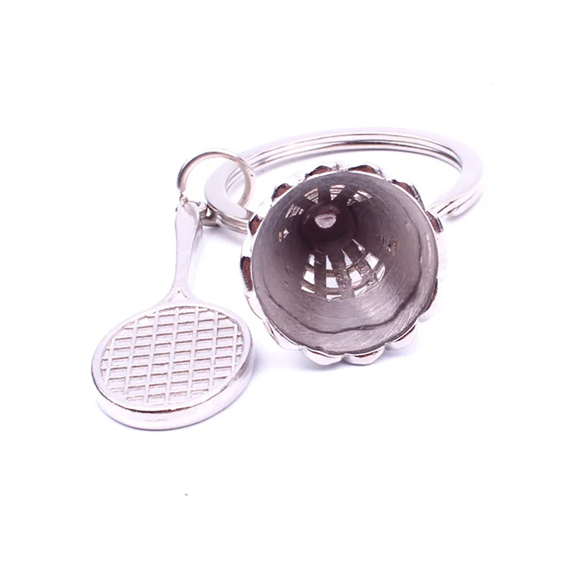 Chaveiro de metal para raquete de badminton, mini chaveiro criativo de metal para raquete, acessórios esportivos feitos à mão