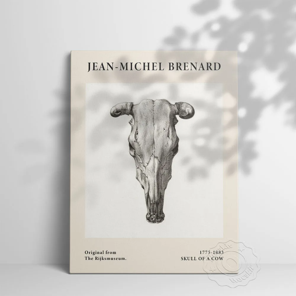 Original From The Rijks Museum Poster, Jean Bernard Art Works Skull Of A Cow Decor Wall Picture, Animal Skull Vintage Art Prints