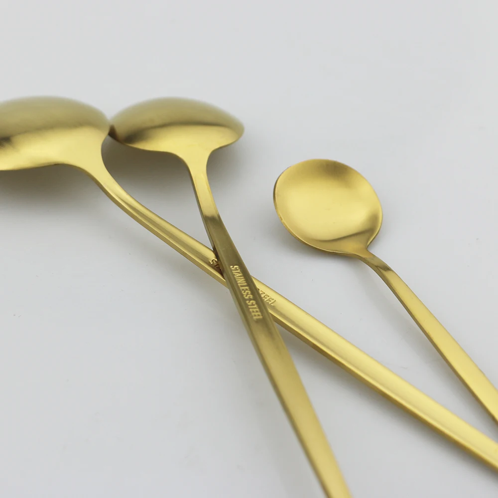 36Pcs Blue Gold Matte Flatware Cutlery Set Stainless Steel Dinnerware Set Tableware Dessert Fork Coffee Spoon Silverware Set