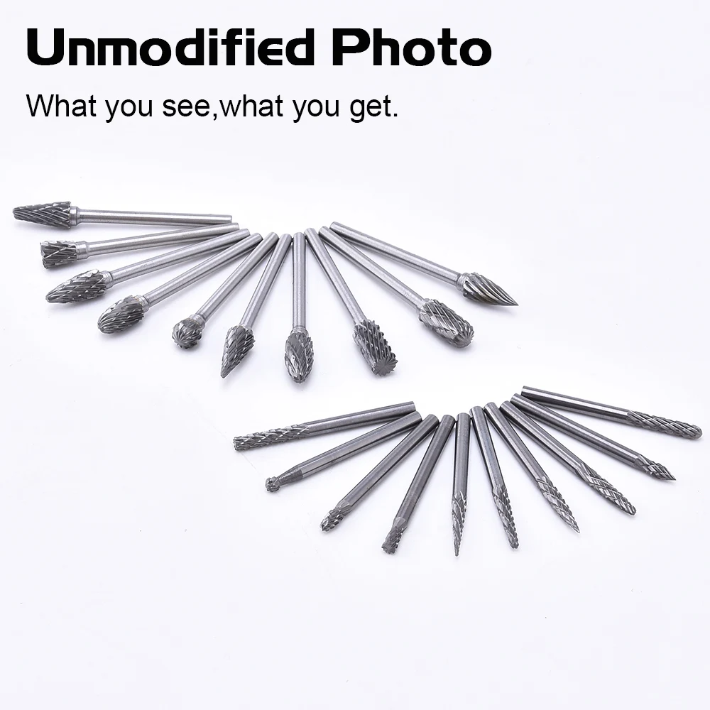 20pcs Tungsten Carbide Rotary Point Burr Die Grinder Shank Set 3*3mm And 3*6mm Drill Bits Set Length For Power Tools D25