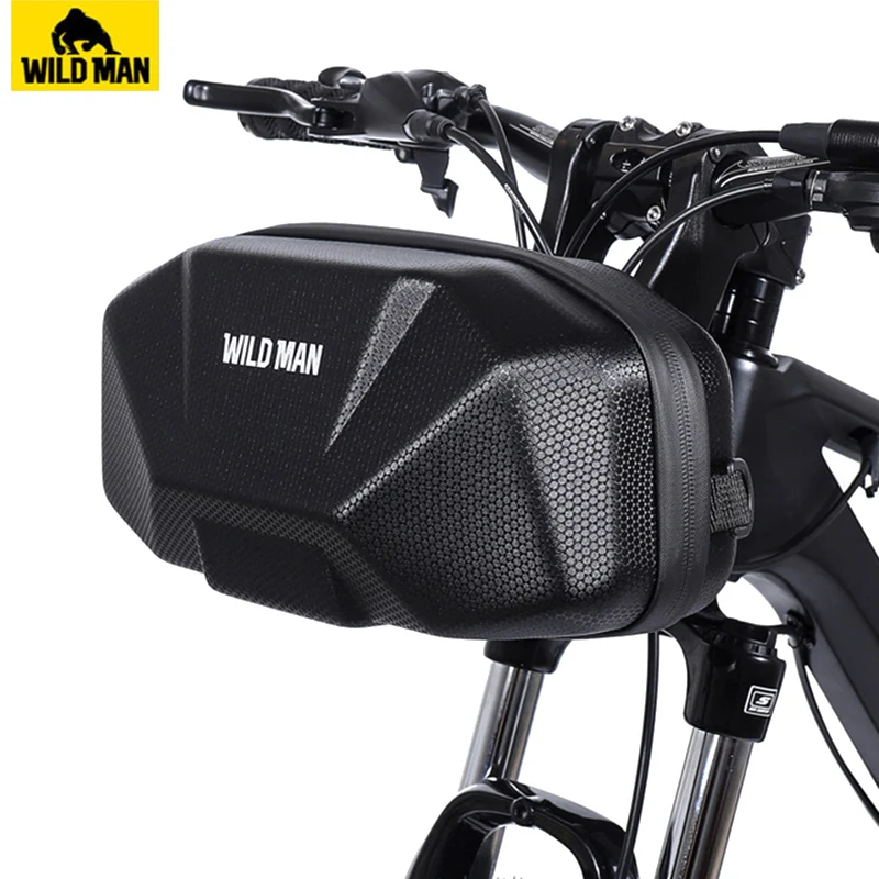 

WILD MAN Waterproof Bicycle Handlebar Bag Big Capacity Front Tube Cycling Bag EVA Hard Shell Bike Head Bag Mtb Accessories 3.5 L