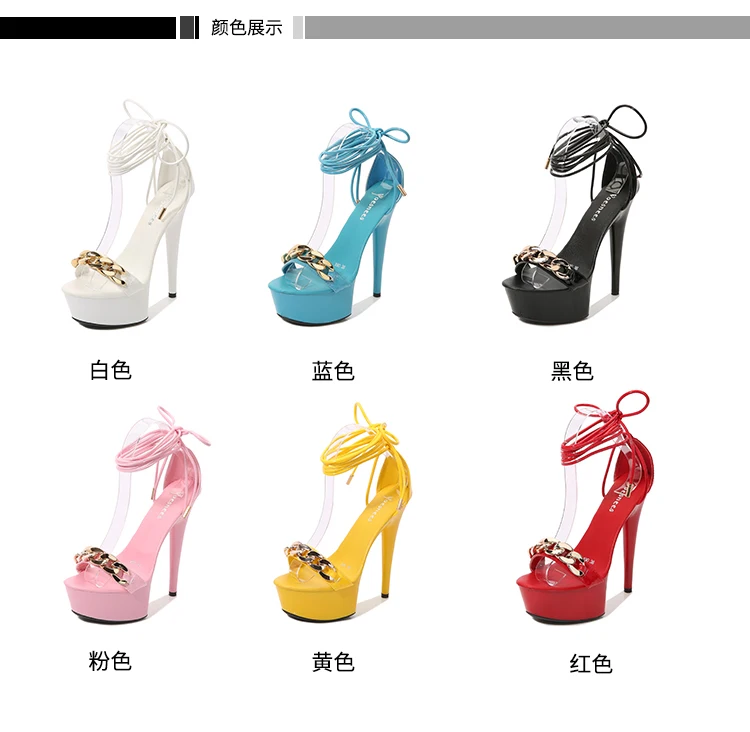 5 Inches High Heels Platform Sandals 6 Inches Ankle Strap Stripper Dress Party Models Show Nightclub Women Elegant Pole Dance