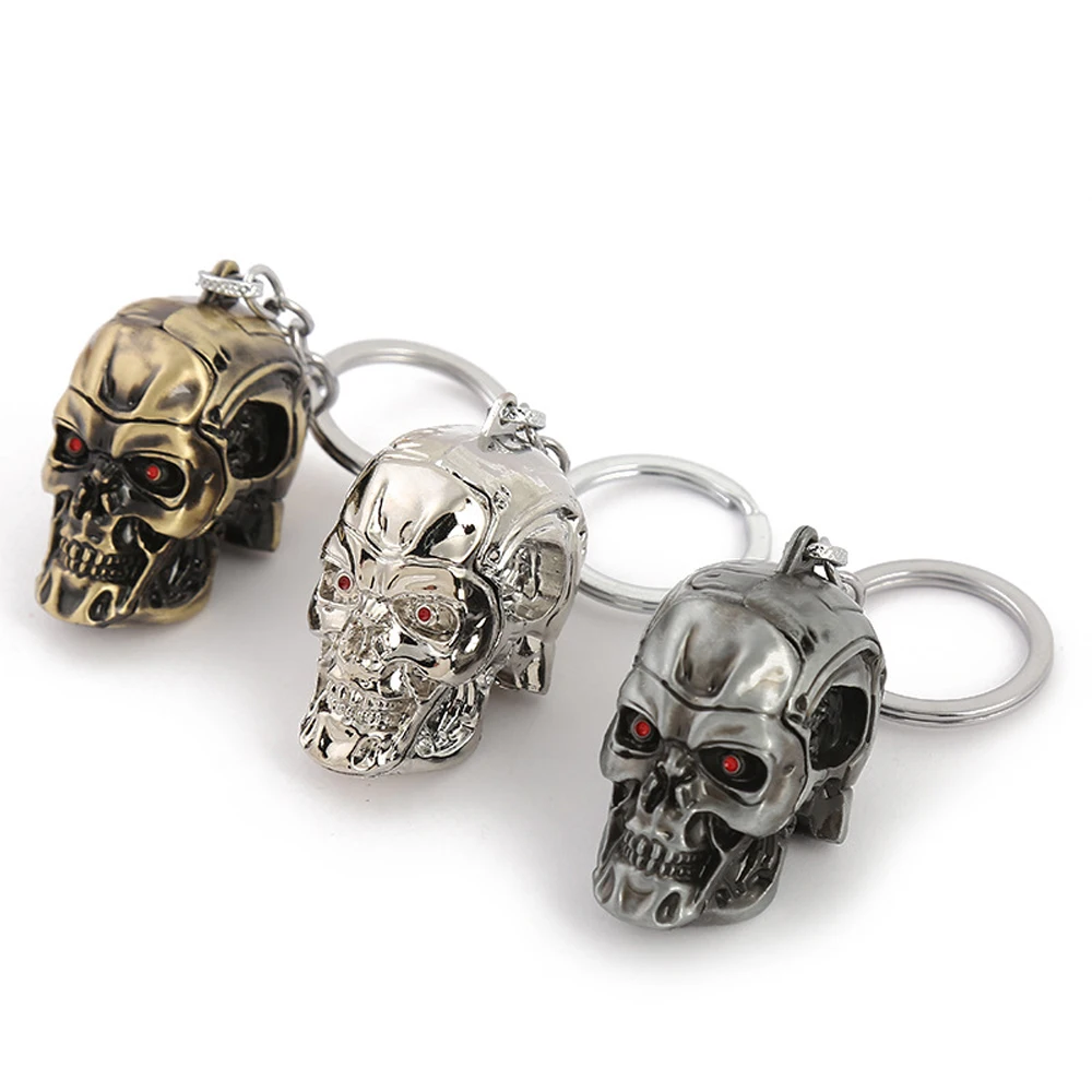 Personality 3D Alloy Skull Head Key rings  Cartoon Abnormity Terminator keychain Popular Jewelry Mobile phone Bag Key pendant