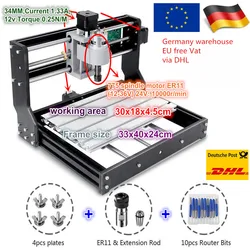 【IVA libre de la UE】Mini fresadora láser CNC para carpintería 3018 Pro 3 ejes + pinza ER11